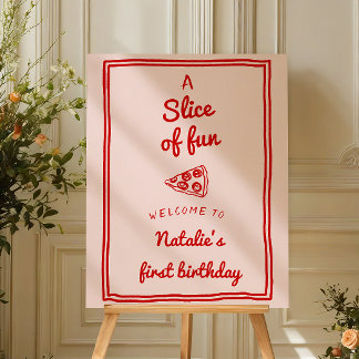Pizza 1st Hand Written Drawn Slice Of Fun Birthday Foam Board