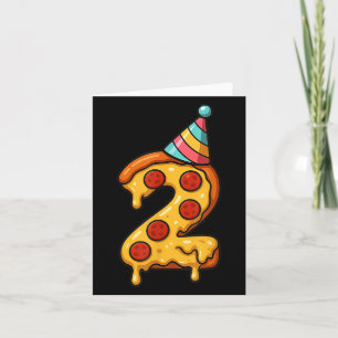 Pizza 2nd Birthday 2 Years Old Party Hat Bday Boys Card