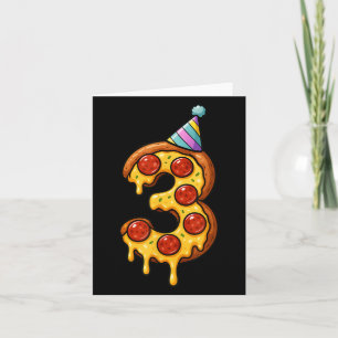Pizza 3rd Birthday 3 Years Old Party Hat Bday Boys Card