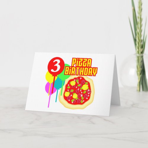 Pizza 3rd Birthday Card