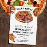 Pizza 40th Birthday Party Invitation<br><div class="desc">watercolor pizza party invitations. All text is adjustable and easy to change for your own party needs. Adult birthday party invitations,  printable download invites,  casual modern simple adult party ideas.</div>