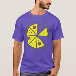 Pizza 6 Slices Cheese Pepperoni Funny Geometric Fa T-Shirt