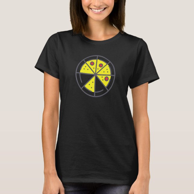 Pizza 6 Slices Cheese Pepperoni Funny Geometric Fo T-Shirt (Front)