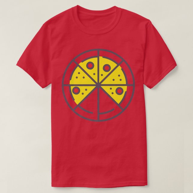 Pizza 6 Slices Cheese Pepperoni Funny Geometric Fo T-Shirt (Design Front)