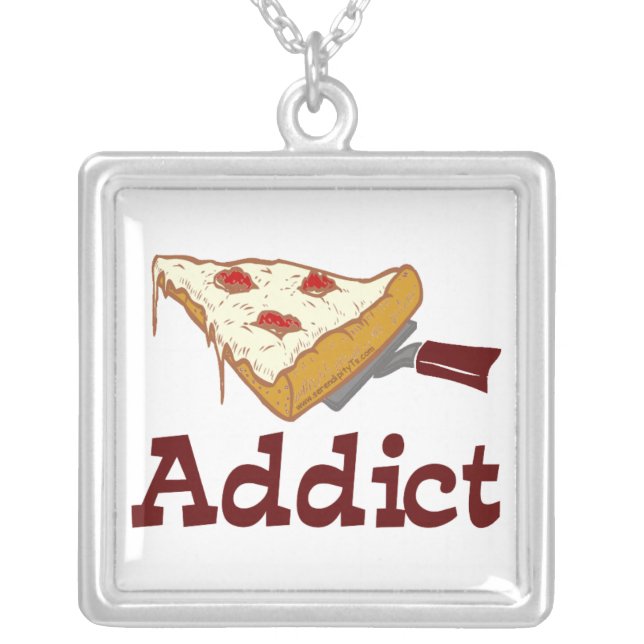 Pizza Addict Silver Plated Necklace (Front)