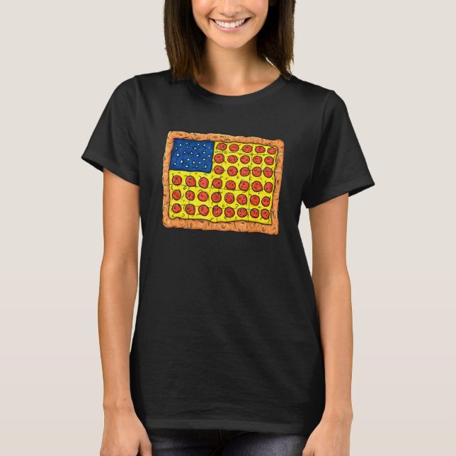 Pizza American Flag 4th Of July Food Boys Girls Ki T-Shirt (Front)