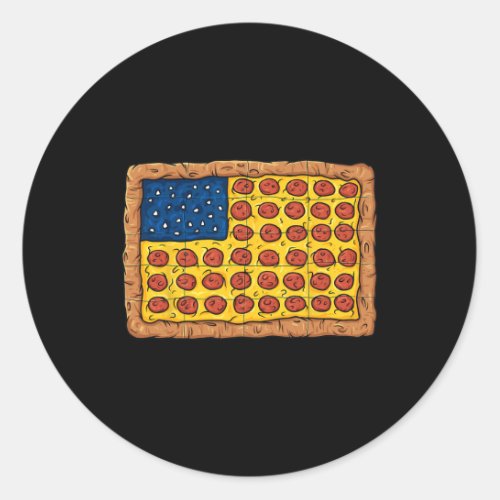 Pizza American Flag 4th Of July Fun Food Boys Girl Classic Round Sticker