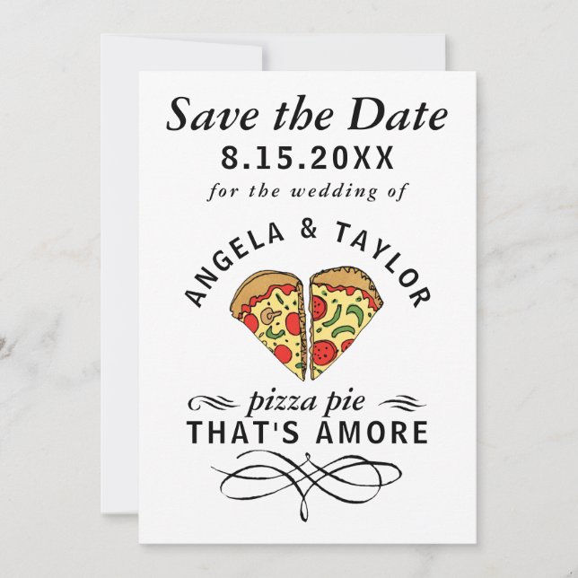 Pizza Amore Photo Wedding Save The Date (Front)