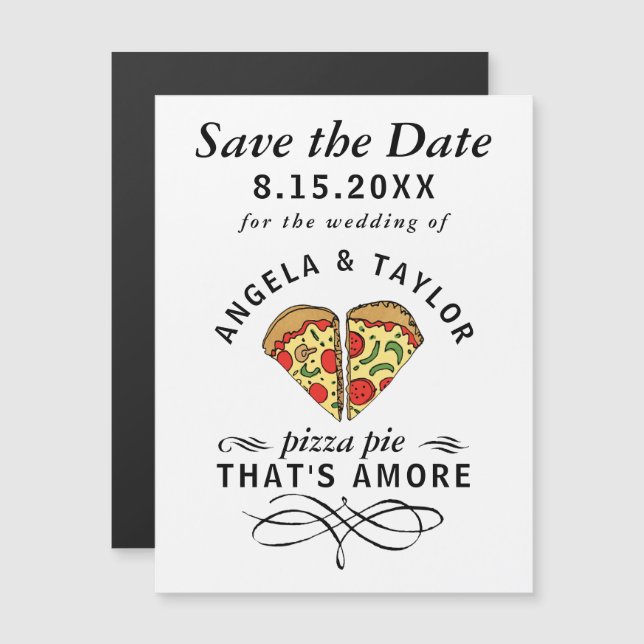 Pizza Amore Wedding Save The Date Magnetic Invitation (Front/Back)