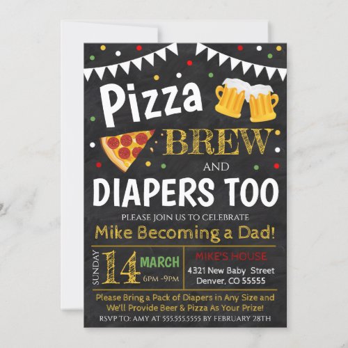 Pizza and Beer Baby Shower Invitation