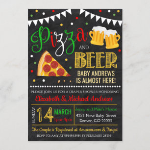 Pizza and Beer Baby Shower Invitation