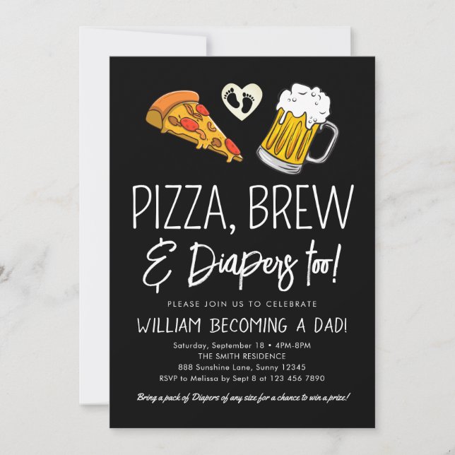 Pizza and Beer Baby Shower Invitation (Front)