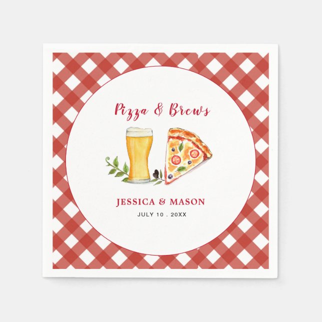 Pizza and Beer Casual Couples shower  Napkins (Front)