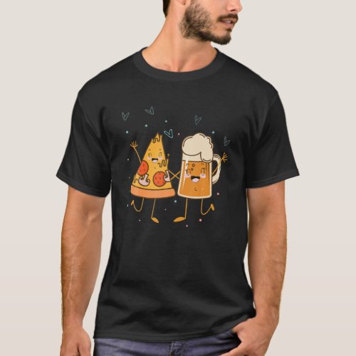 Pizza And Beer Couple Love Cute Valentines Day Rom T_Shirt