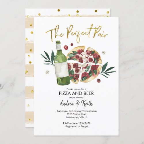 Pizza and Beer Couples Shower Invitation