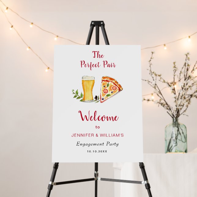 Pizza and Beer Engagement Party Welcome  Foam Board (In Situ (Stand))