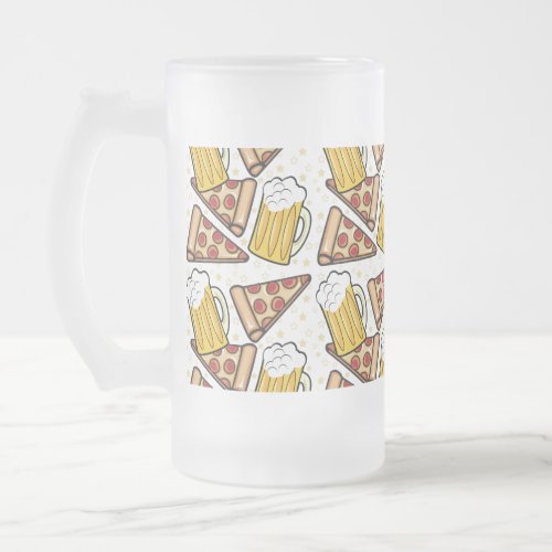 Pizza and Beer Lover Frosted Glass Beer Mug