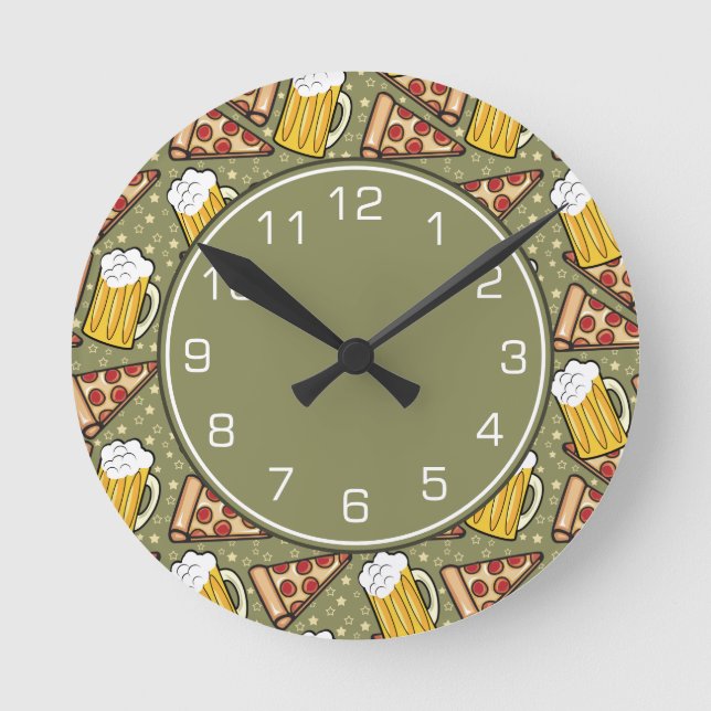Pizza and Beer Numbered Round Clock (Front)