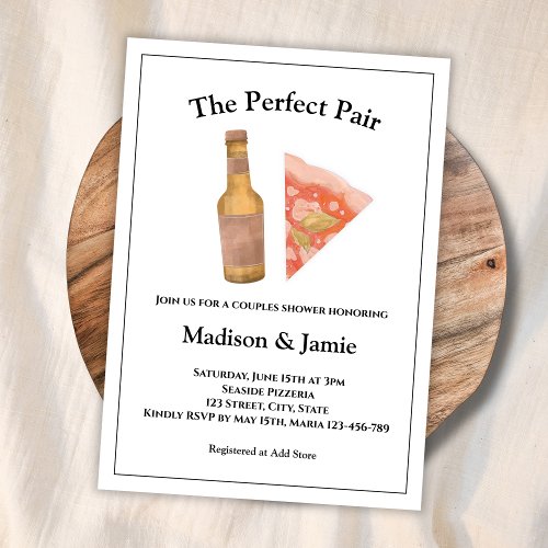 Pizza And Beer Perfect Pair Couples Bridal Shower Invitation