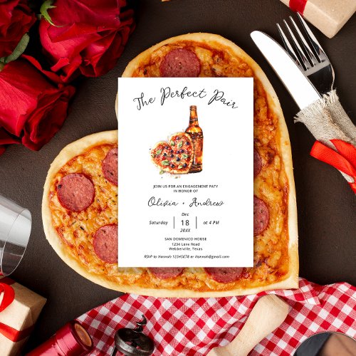 Pizza and Beer Perfect Pair Engagement Party Invitation