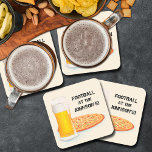 Pizza and Beer Super Fan Football Party Square Paper Coaster<br><div class="desc">Pizza and beer paper coasters - 7 shapes to choose from. CHANGE to YOUR LAST NAME or change all the wording,  just click personalize,  then Customize further link. See MATCHING invitations and more in our store.</div>