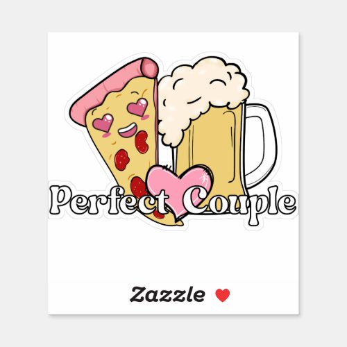 Pizza and Beer The Perfect Couple Kawaii Sticker