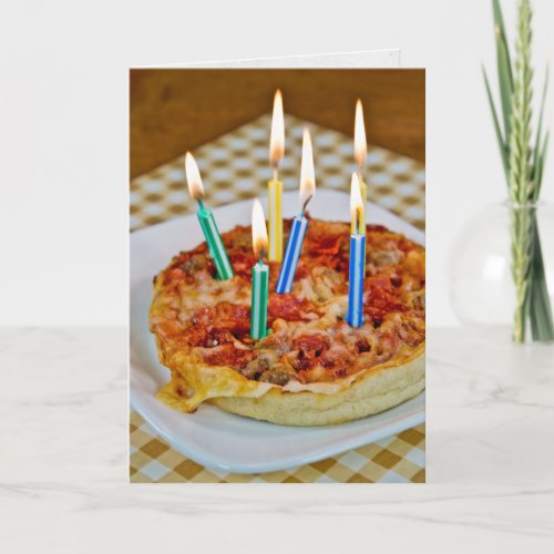 Pizza and Birthday Candles Card