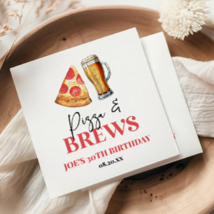 Pizza and Brews Beer Glass Birthday Party Napkins