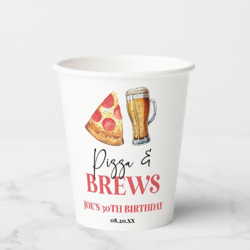 Pizza and Brews Beer Glass Birthday Party Paper Cups