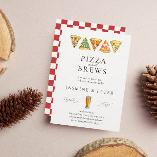 Pizza and Brews Co Ed Baby Shower Invitation