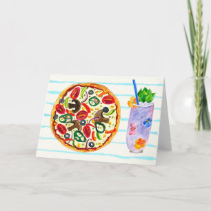 Pizza and cocktail foodie card