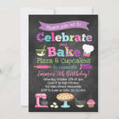 Pizza and Cupcakes Baking Party Invitation (Front)