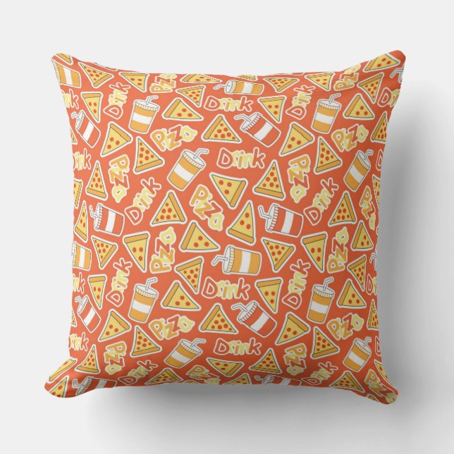 Pizza And Drinks Pattern Throw Pillow (Front)