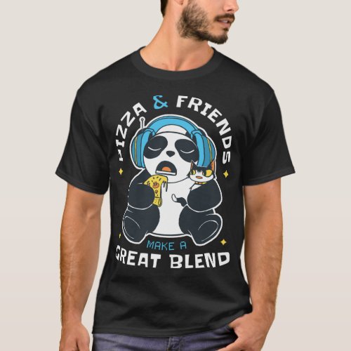 Pizza And Friends Panda Bear Friend Abstract T_Shirt