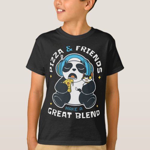 Pizza And Friends Panda Bear Friend Abstract T_Shirt