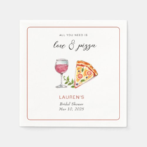Pizza and love Bridal shower  Napkins