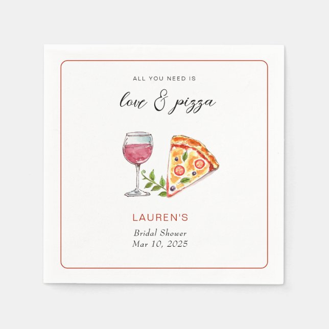 Pizza and love Bridal shower  Napkins (Front)