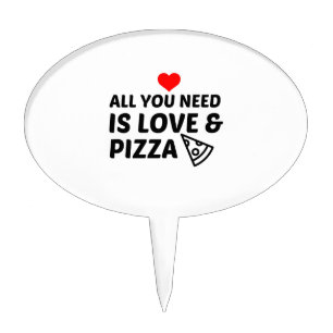 PIZZA AND LOVE CAKE TOPPER