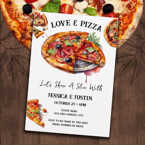 Pizza and Love Engagement Party Invitation