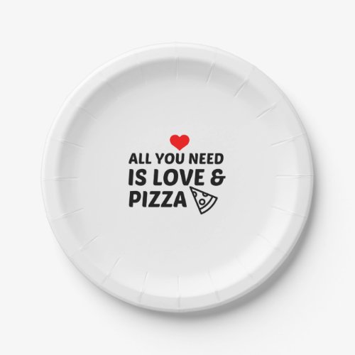 PIZZA AND LOVE PAPER PLATES