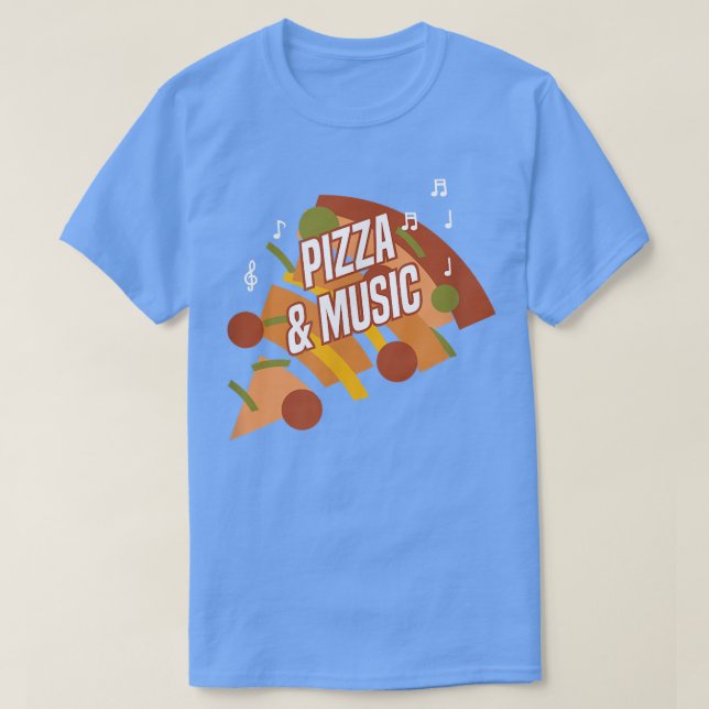 Pizza And Music Notes Clef Piano Musician 14052949 T-Shirt (Design Front)