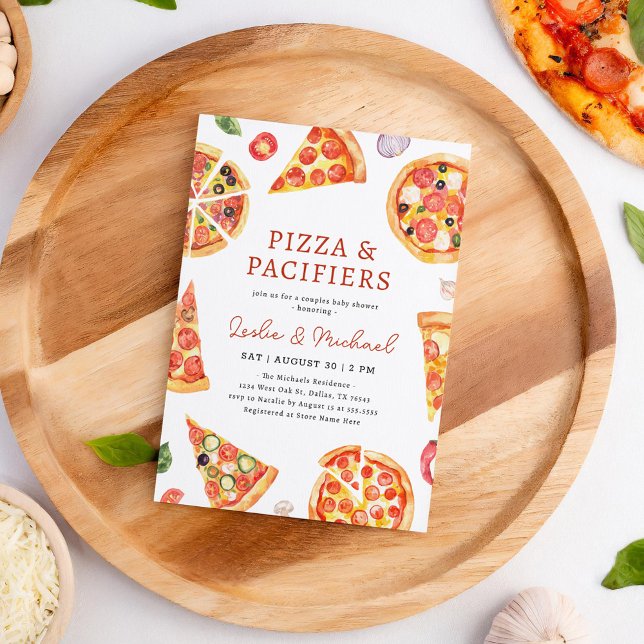 Pizza and Pacifiers Couples Baby Shower Invitation (Creator Uploaded)