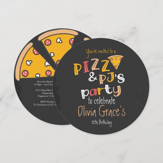 Pizza And Pajama Party Invitation (Front/Back)