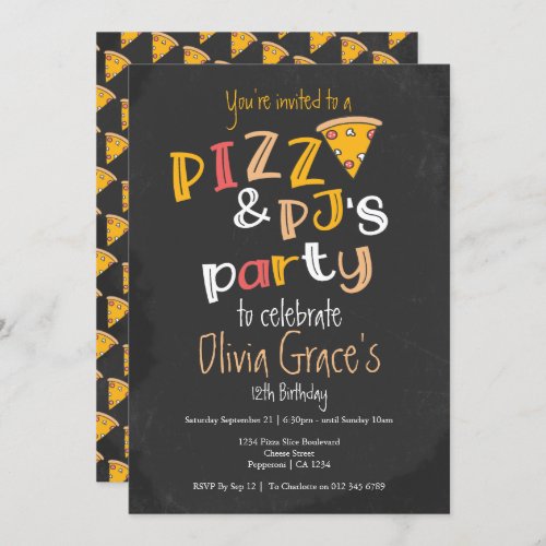 Pizza And Pajama Party Invitation