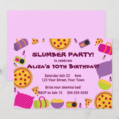 Pizza and Pajama Party Custom Invites