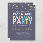 Pizza and Pajamas birthday invitation Sleepover (Front/Back)