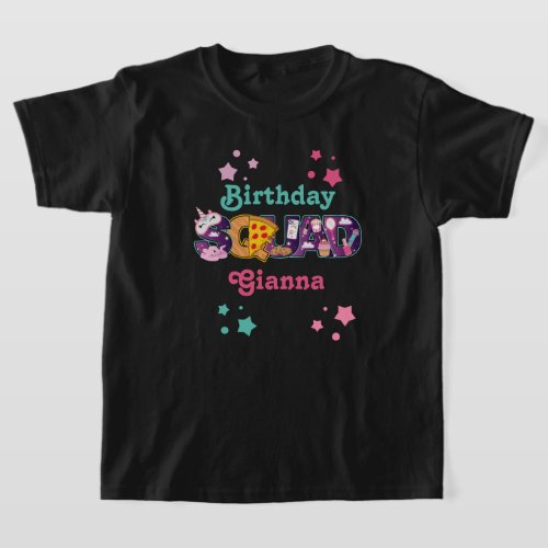 Pizza and Pajamas Party Birthday SQUAD  T_Shirt