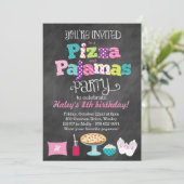 Pizza and Pajamas Party Chalkboard Invitation (Standing Front)