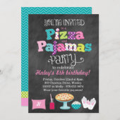Pizza and Pajamas Party Chalkboard Invitation (Front/Back)