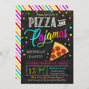 Pizza and Pajamas Party Invitation